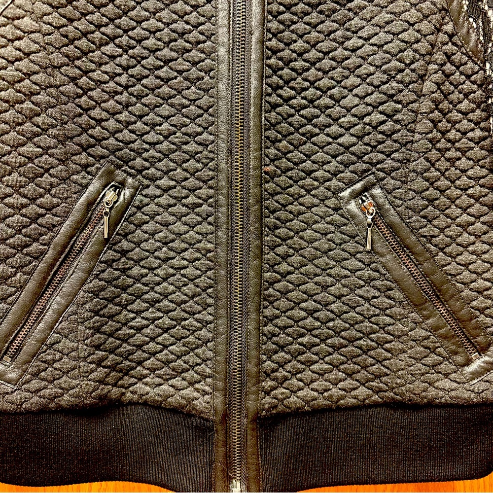 Rebecca Taylor quilted bomber with leather and lace details - Picture 6 of 13